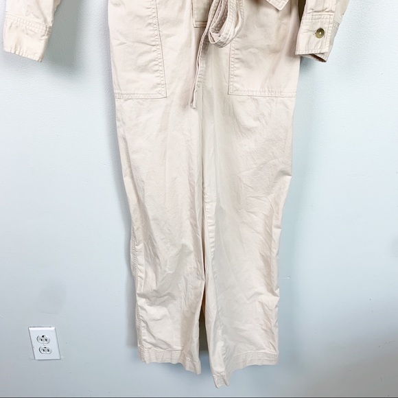 EVERLANE The Modern Jumpsuit Long Sleeve Button Down Waist Tie Beige Tan US 6 - Picture 10 of 15